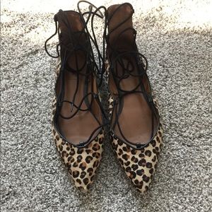 Zara | Pointy Leather Flat Lace-ups | Sz 40